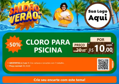 Modelo de Cartaz para Cartaz A4 Horizontal com o tema Saldão de Verão para Produtos para Piscina