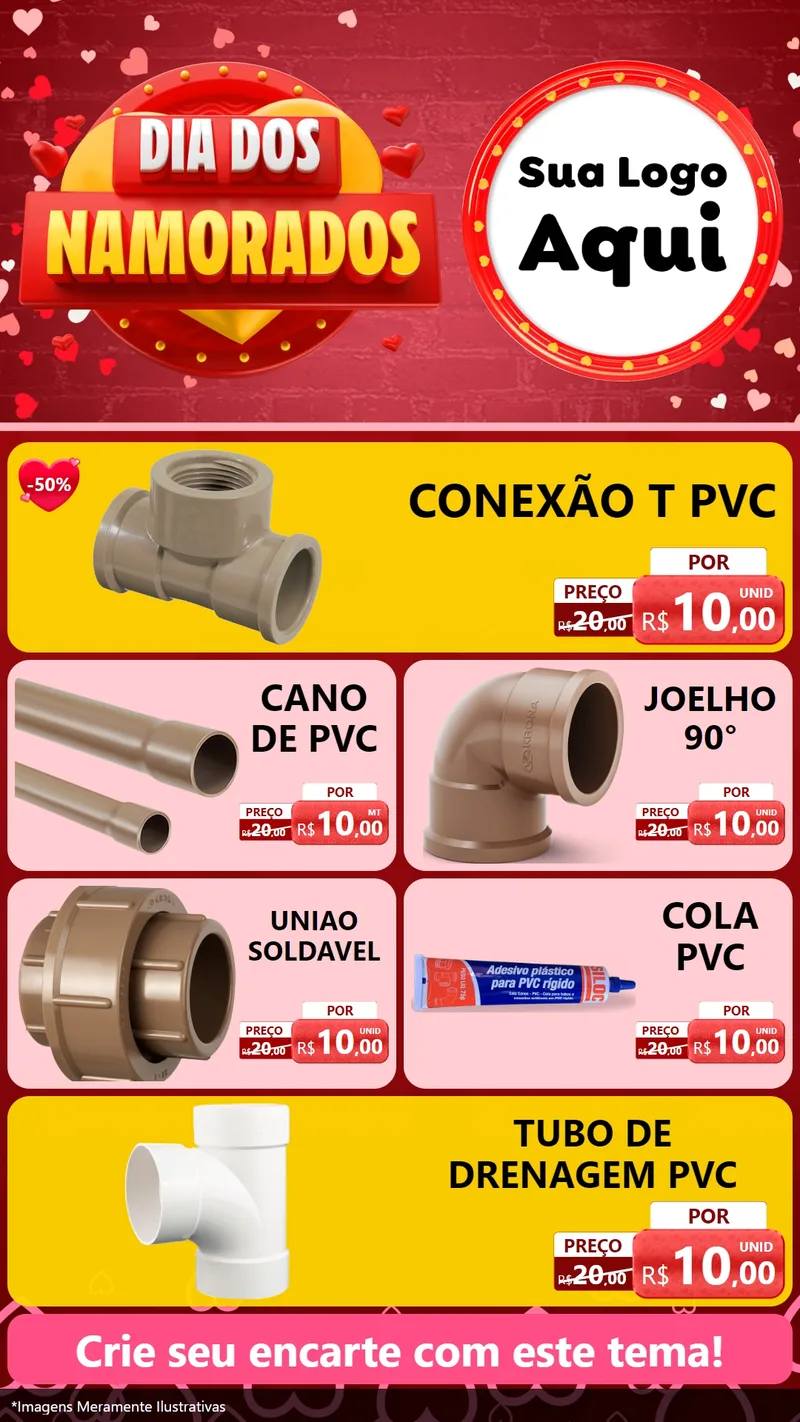 Modelo de TV para TV Vertical com o tema Dia Dos Namorados para Tubos e conexões