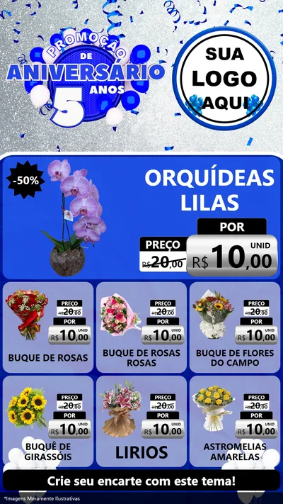 Modelo de Rede Social para Stories com o tema Promoção de Aniversário - 5 Anos para Floricultura e jardim