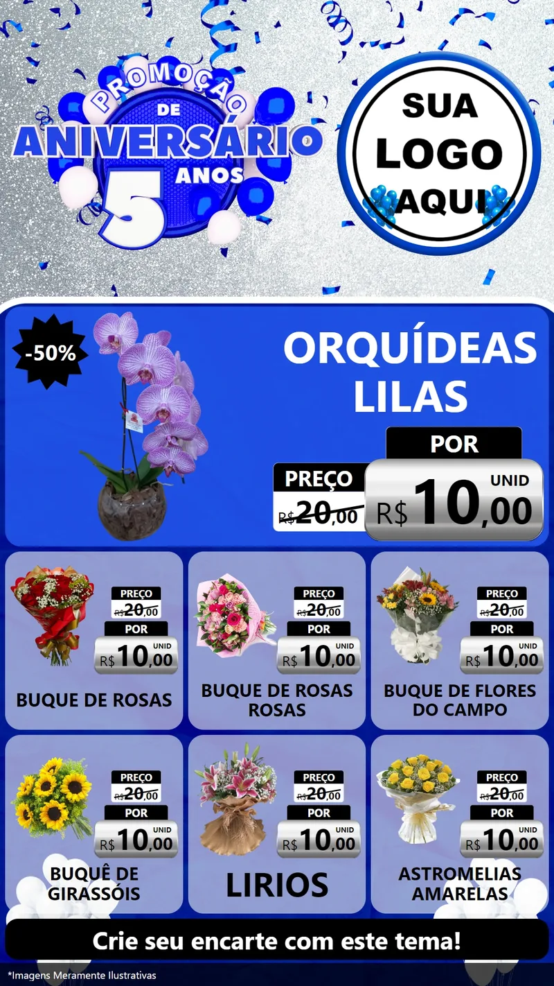 Modelo de Rede Social para Stories com o tema Promoção de Aniversário - 5 Anos para Floricultura e jardim