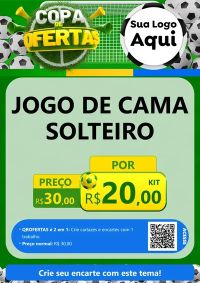 Modelo de Cartaz para Cartaz A4 Vertical com o tema Copa De Ofertas para Cama, Mesa e Banho