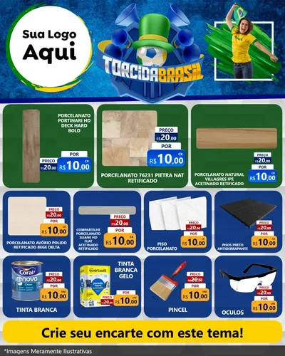 Modelo de Rede Social para Feed Instagram com o tema Torcida Brasil - Copa para Pisos e revestimentos