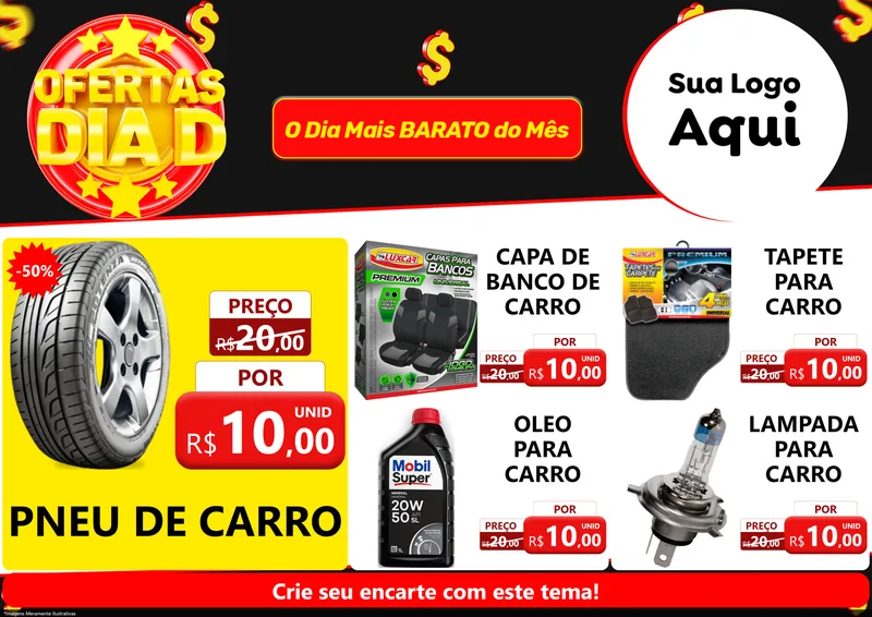 Modelo de Encarte para Encarte A4 Horizontal com o tema Dia D para Auto peças