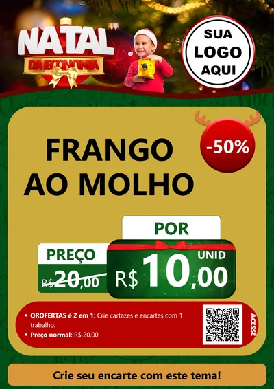 Modelo de Cartaz para Cartaz A4 Vertical com o tema Natal da Economia para Restaurante