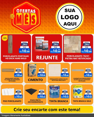 Modelo de Rede Social para Feed Instagram com o tema Ofertas do Mês para Pisos e revestimentos