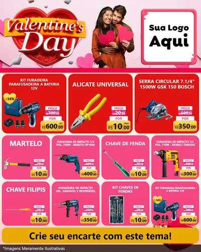 Modelo de Rede Social para Feed Instagram com o tema Valentine's Day para Maquinas e Ferramentas