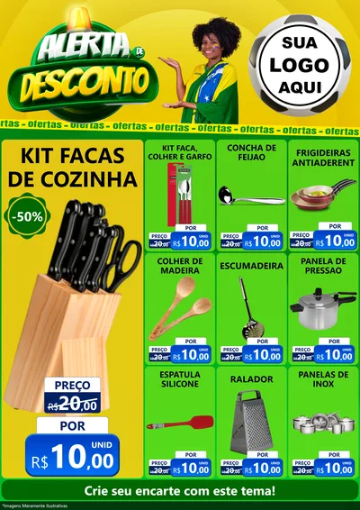 Modelo de Encarte para Encarte A4 Vertical com o tema Alerta de Desconto para Utilidades Domésticas