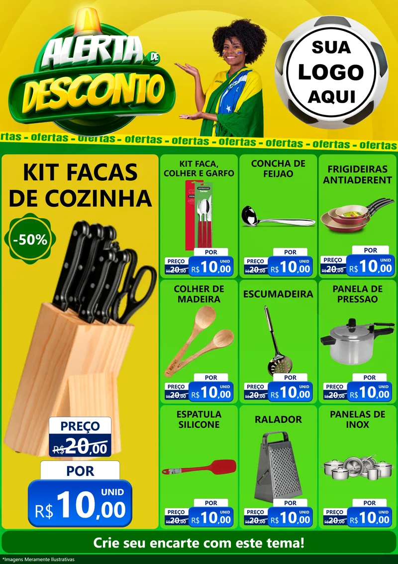Modelo de Encarte para Encarte A4 Vertical com o tema Alerta de Desconto para Utilidades Domésticas