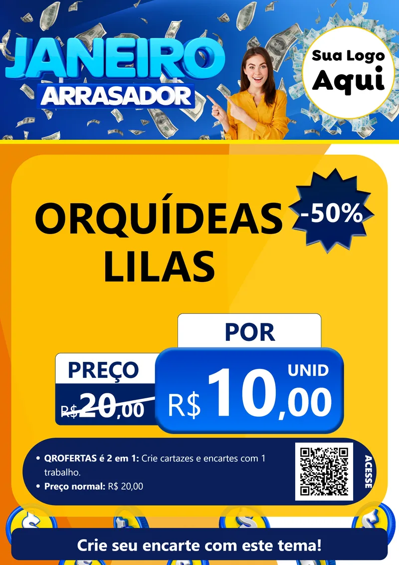 Modelo de Cartaz para Cartaz A4 Vertical com o tema Janeiro Arrasador para Floricultura e jardim