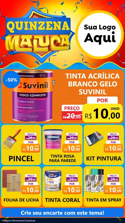 Modelo de Rede Social para Stories com o tema Quinzena Maluca para Tintas e Ferramentas