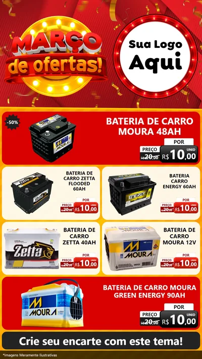 Modelo de TV para TV Vertical com o tema Março de Ofertas! para Baterias Elétricas