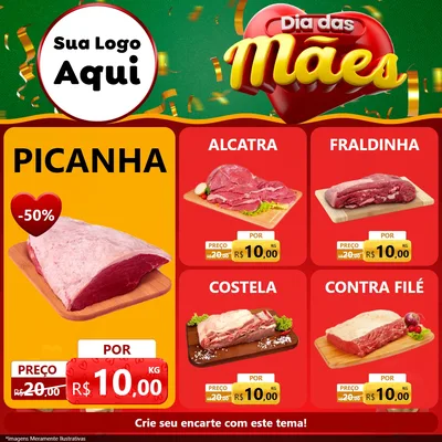 Modelo de Rede Social para Feed Facebook com o tema Dia das Mães para Açougue
