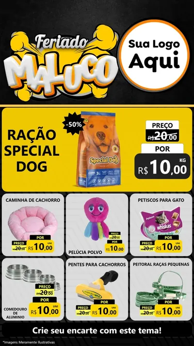 Modelo de Rede Social para Stories com o tema Feriado Maluco para Pet Shop
