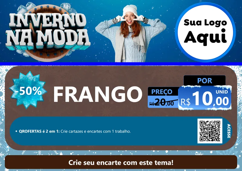 Modelo de Cartaz para Cartaz A4 Horizontal com o tema Inverno na Moda para Assados