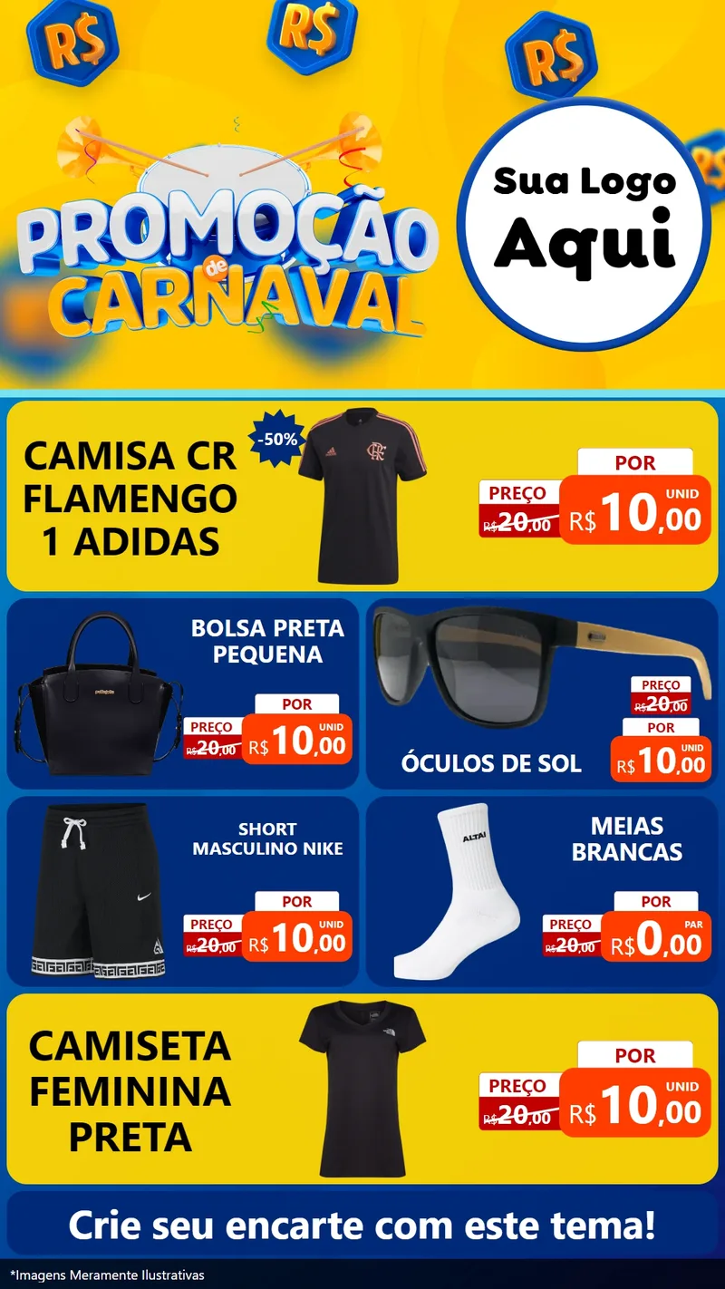 Modelo de TV para TV Vertical com o tema Promoção de Carnaval para Roupas e acessórios