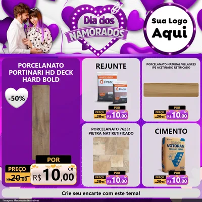 Modelo de Rede Social para Feed Facebook com o tema Dia dos Namorados para Pisos e revestimentos