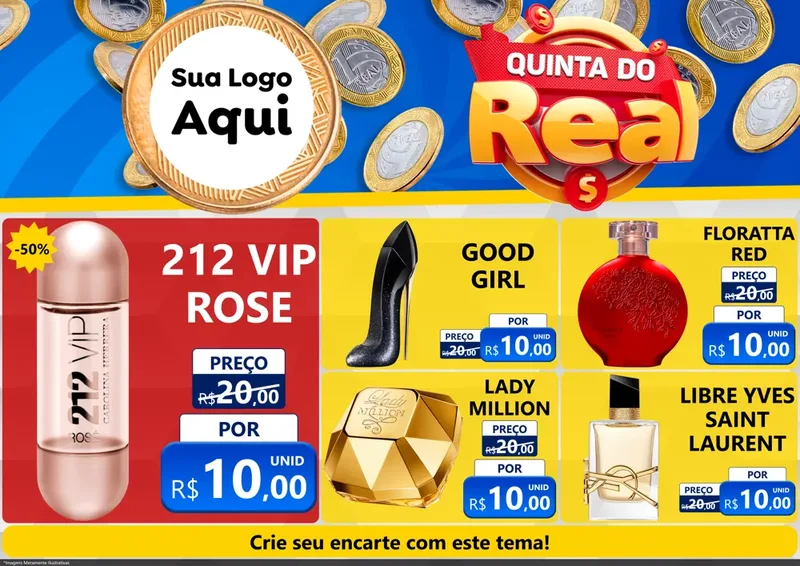 Modelo de Encarte para Encarte A4 Horizontal com o tema Quinta do Real para Perfumes