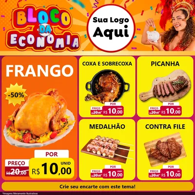 Modelo de Rede Social para Feed Facebook com o tema Bloco da Economia para Assados
