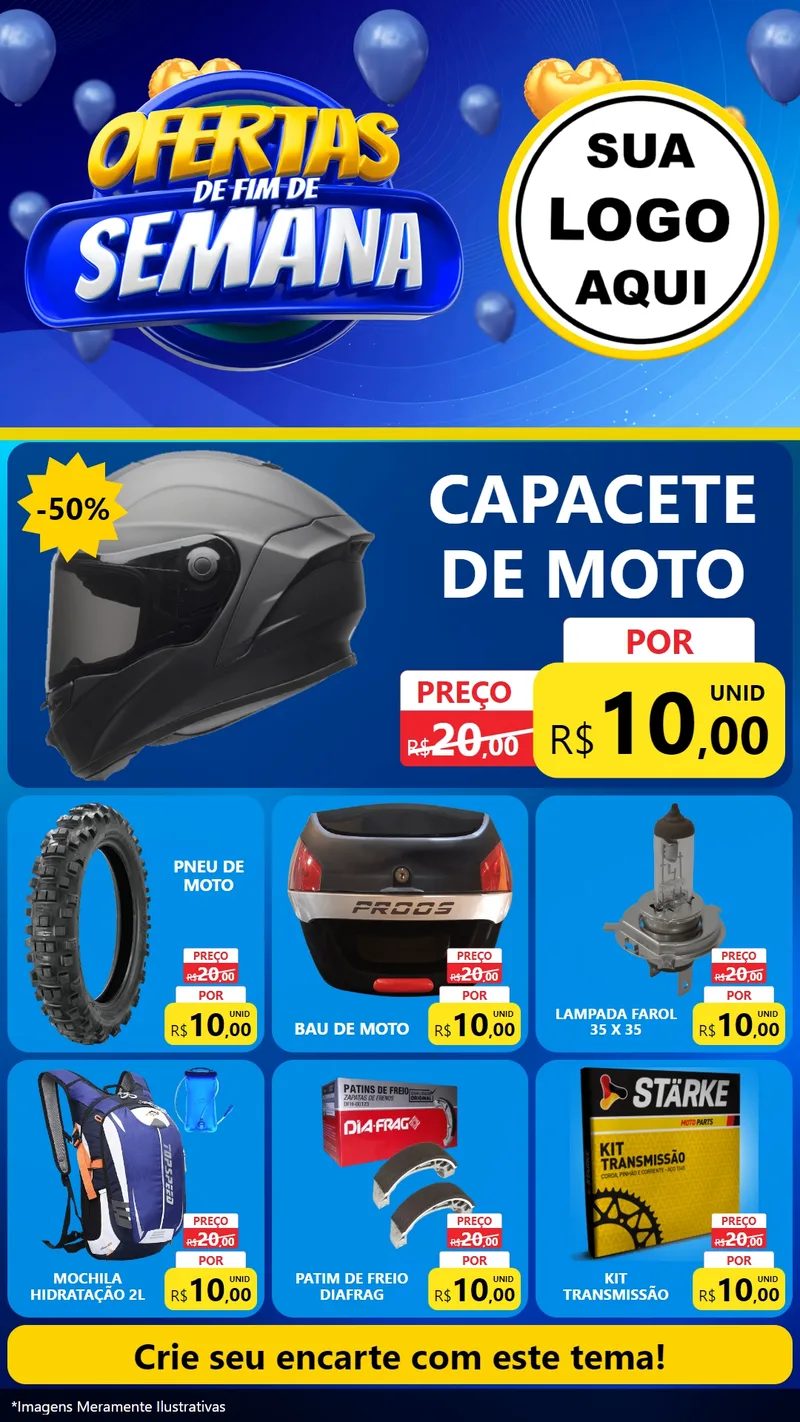 Modelo de Rede Social para Stories com o tema Ofertas de Fim de Semana para Moto peças