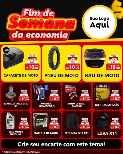 Modelo de Rede Social para Feed Instagram com o tema Fim de Semana da Economia para Moto peças