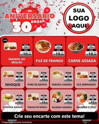 Modelo de Rede Social para Feed Instagram com o tema Promoção de Aniversário - 30 Anos para Restaurante