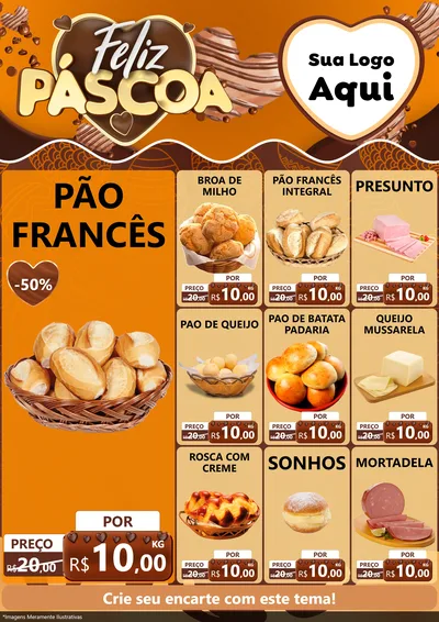 Modelo de Encarte para Encarte A4 Vertical com o tema Feliz Páscoa para Padaria