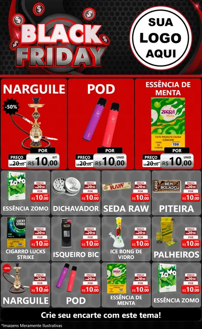 Modelo de Encarte para Encarte Grande com o tema Black Friday para Tabacaria