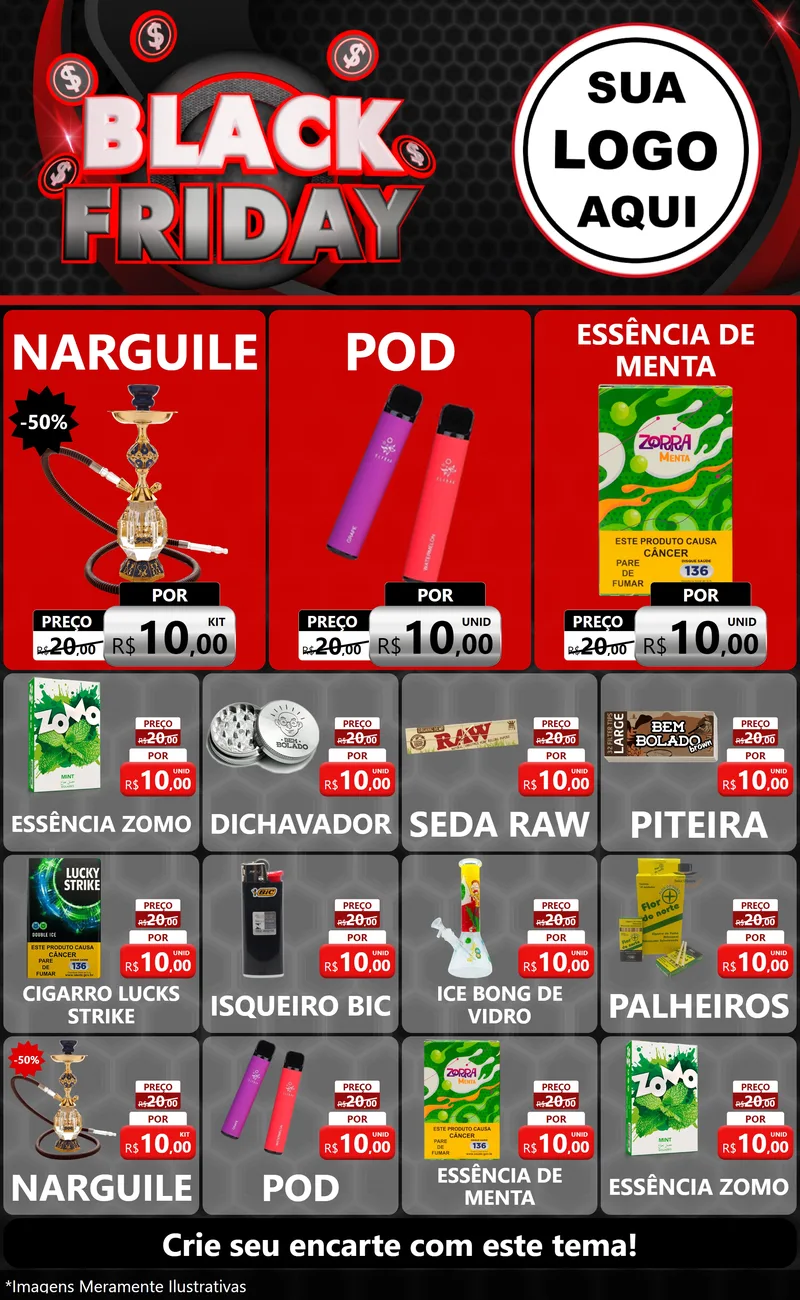 Modelo de Encarte para Encarte Grande com o tema Black Friday para Tabacaria