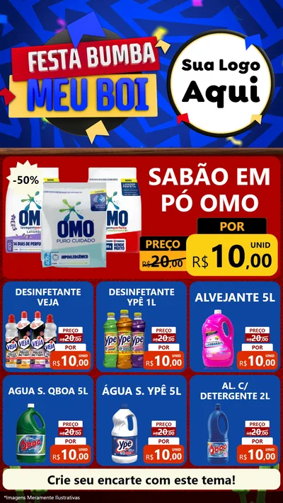 Modelo de Rede Social para Stories com o tema Festa Bumba meu Boi para Produtos de Limpeza