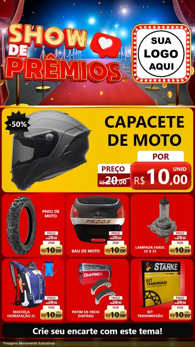 Modelo de Rede Social para Stories com o tema Show de Prêmios para Moto peças