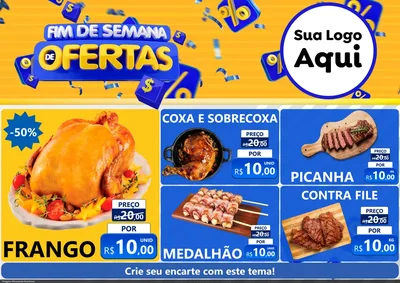 Modelo de Encarte para Encarte A4 Horizontal com o tema Fim de Semana de Ofertas para Assados