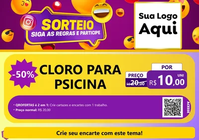 Modelo de Cartaz para Cartaz A4 Horizontal com o tema Sorteio para Produtos para Piscina