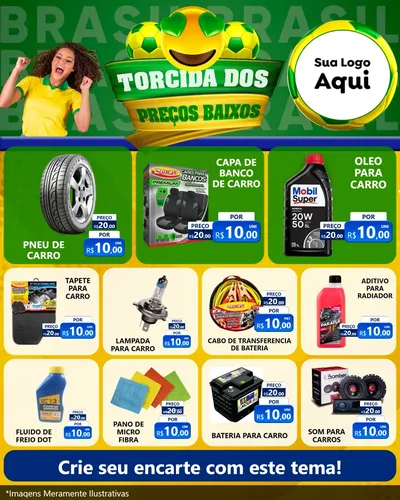 Modelo de Rede Social para Feed Instagram com o tema Torcida dos Preços Baixos - Copa para Auto peças