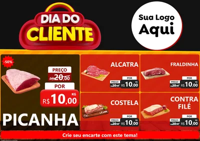 Modelo de Encarte para Encarte A4 Horizontal com o tema Dia do Cliente para Açougue