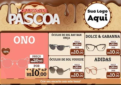 Modelo de Encarte para Encarte A4 Horizontal com o tema Ofertas de Páscoa para Óticas