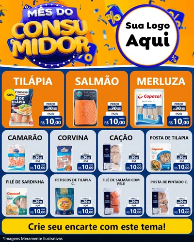 Modelo de Rede Social para Feed Instagram com o tema Mês do Consumidor para Peixaria