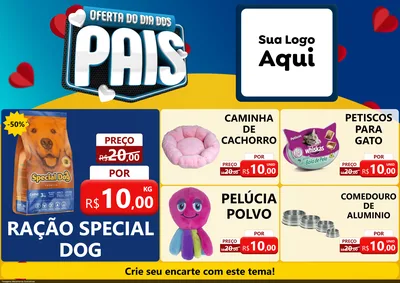 Modelo de Encarte para Encarte A4 Horizontal com o tema Oferta Do Dia Dos Pais para Pet Shop