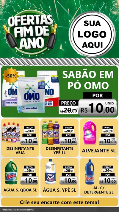 Modelo de Rede Social para Stories com o tema Ofertas Fim de Ano para Produtos de Limpeza