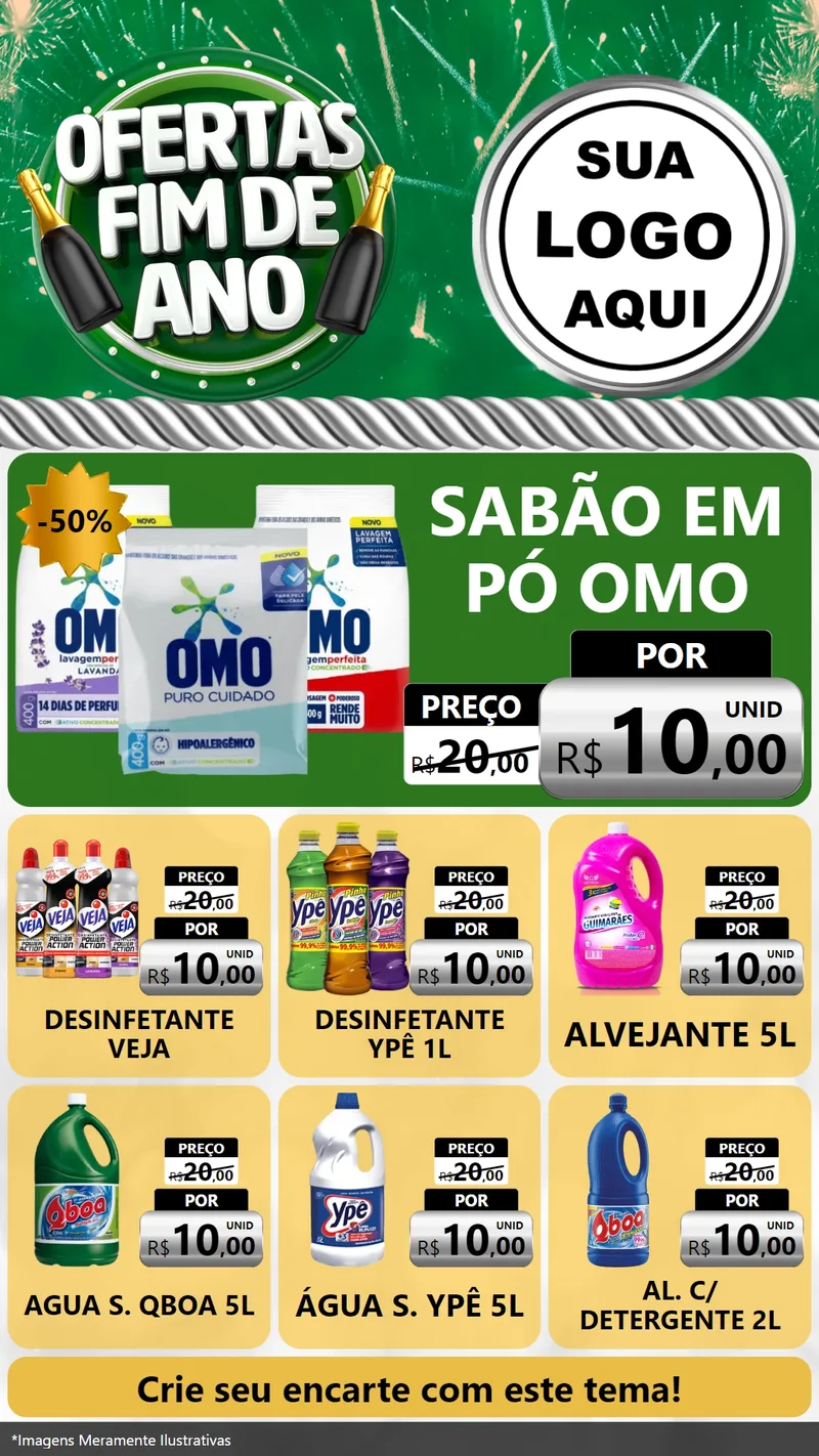Modelo de Rede Social para Stories com o tema Ofertas Fim de Ano para Produtos de Limpeza