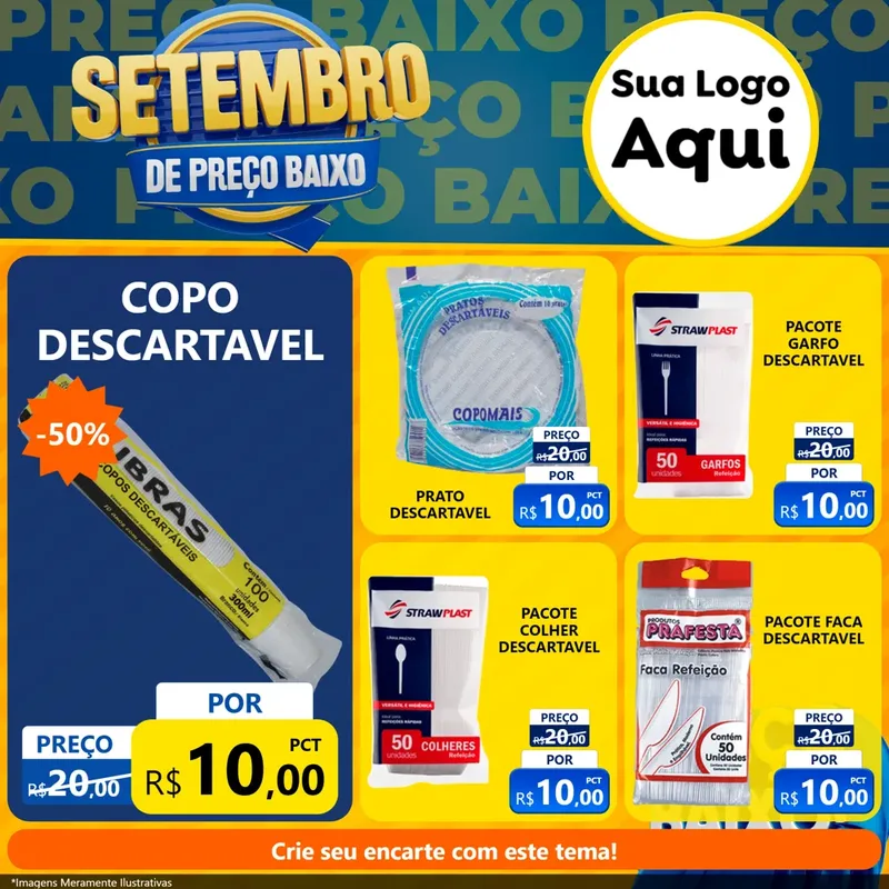 Modelo de Rede Social para Feed Facebook com o tema Setembro De Preço Baixo para Embalagens