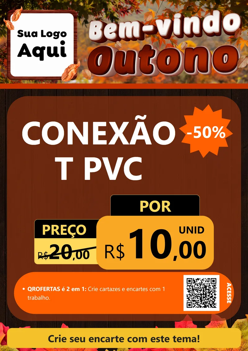 Modelo de Cartaz para Cartaz A4 Vertical com o tema Bem-vindo Outono para Tubos e conexões
