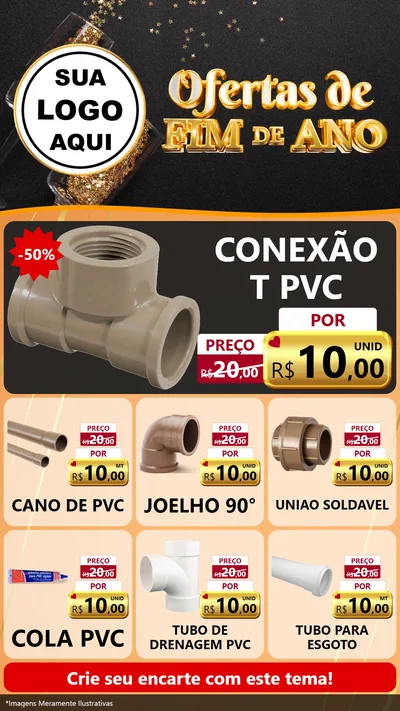 Modelo de Rede Social para Stories com o tema Ofertas de Fim de Ano para Tubos e conexões