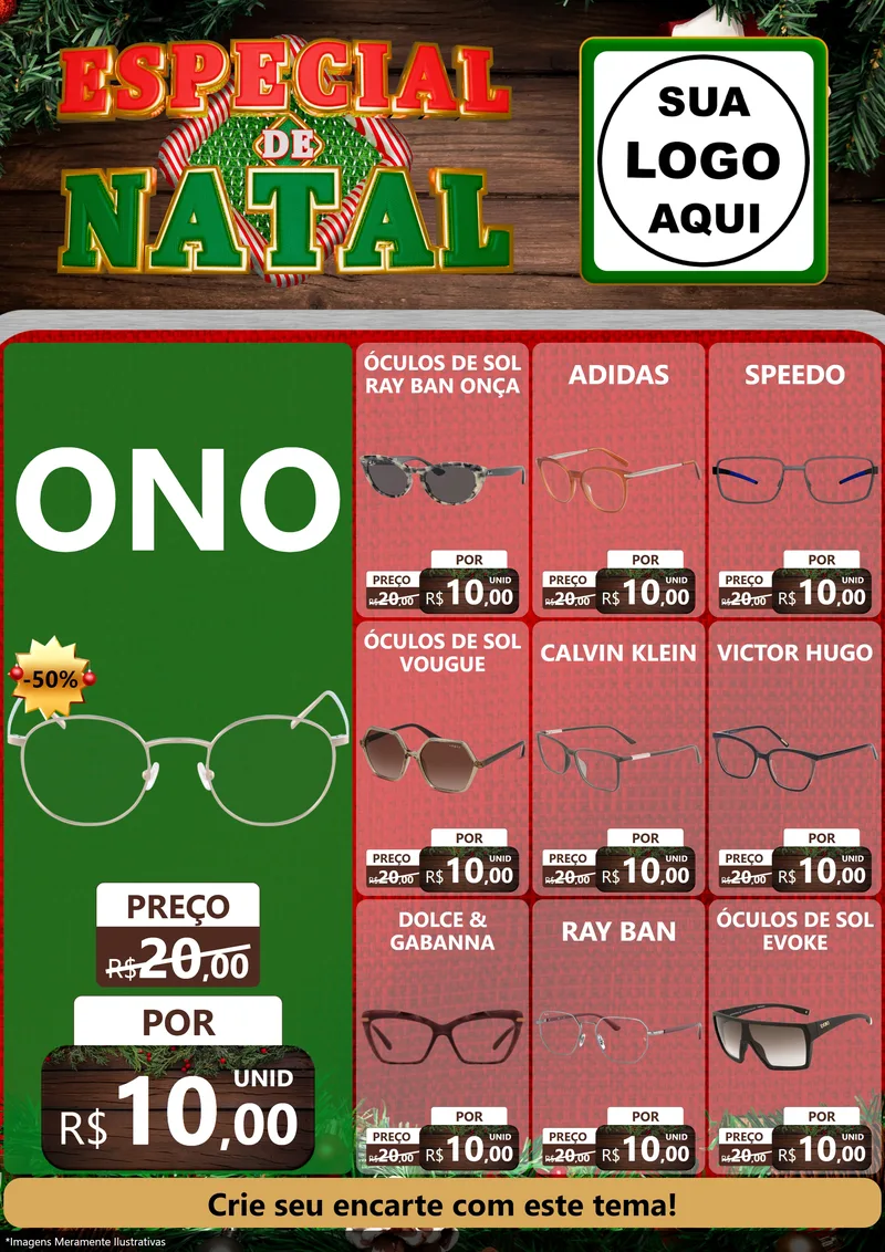 Modelo de Encarte para Encarte A4 Vertical com o tema Especial de Natal para Óticas