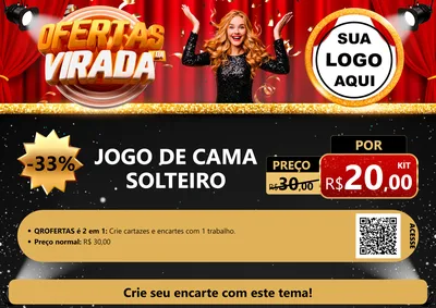 Modelo de Cartaz para Cartaz A4 Horizontal com o tema Ofertas da Virada para Cama, Mesa e Banho