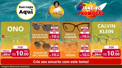 Modelo de TV para TV Horizontal com o tema Janeiro de Promoção para Óticas