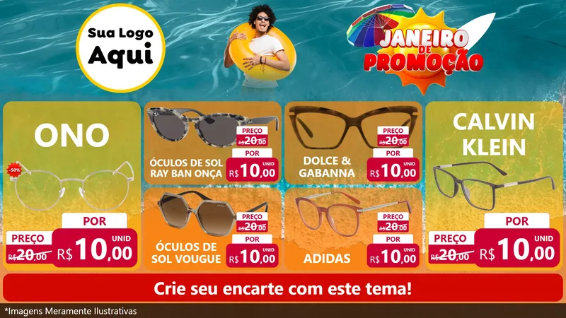 Modelo de TV para TV Horizontal com o tema Janeiro de Promoção para Óticas