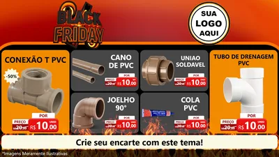 Modelo de TV para TV Horizontal com o tema Black Friday para Tubos e conexões