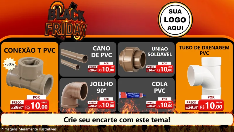 Modelo de TV para TV Horizontal com o tema Black Friday para Tubos e conexões