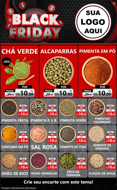 Modelo de Encarte para Encarte Grande com o tema Black Friday para Produtos Naturais