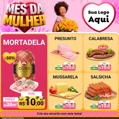 Modelo de Rede Social para Feed Facebook com o tema Mês da Mulher para Frios e Laticínios